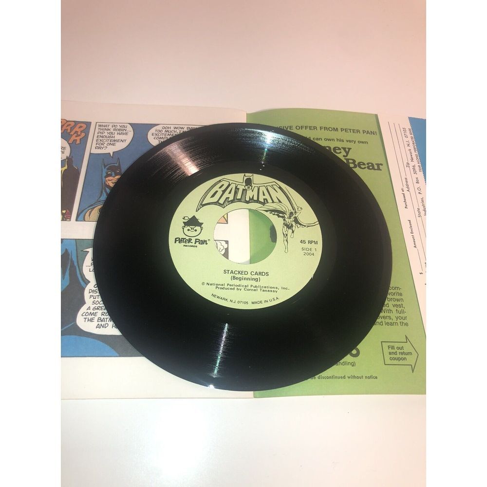 Batman "Stacked Cards" Read & Hear Book & Recording Peter Pan 1982 7" 45 rpm